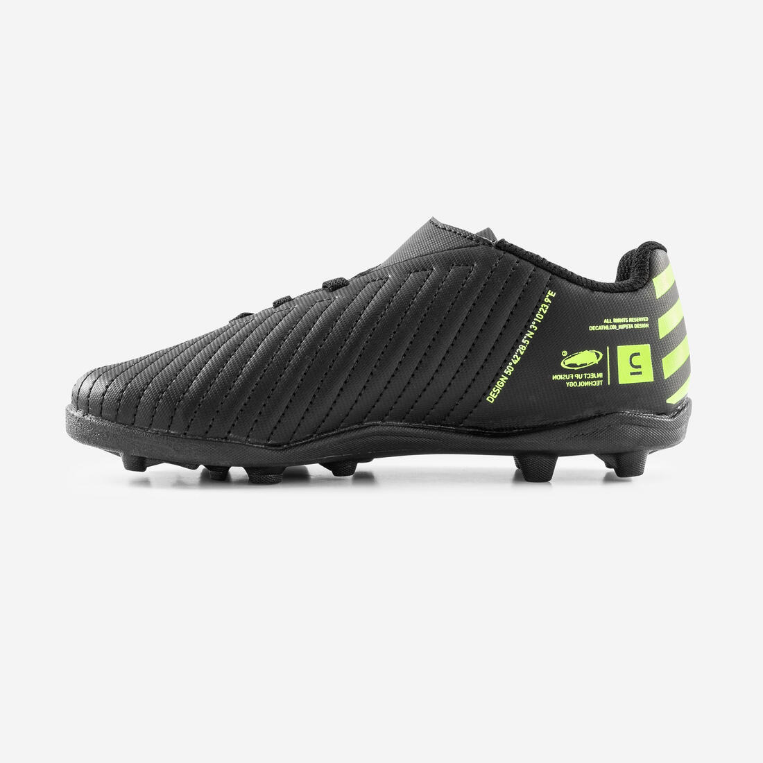 Kids' Football Boots Rip-Tab Moulded Studs Black & Yellow - Agility 100 — تصویر 3