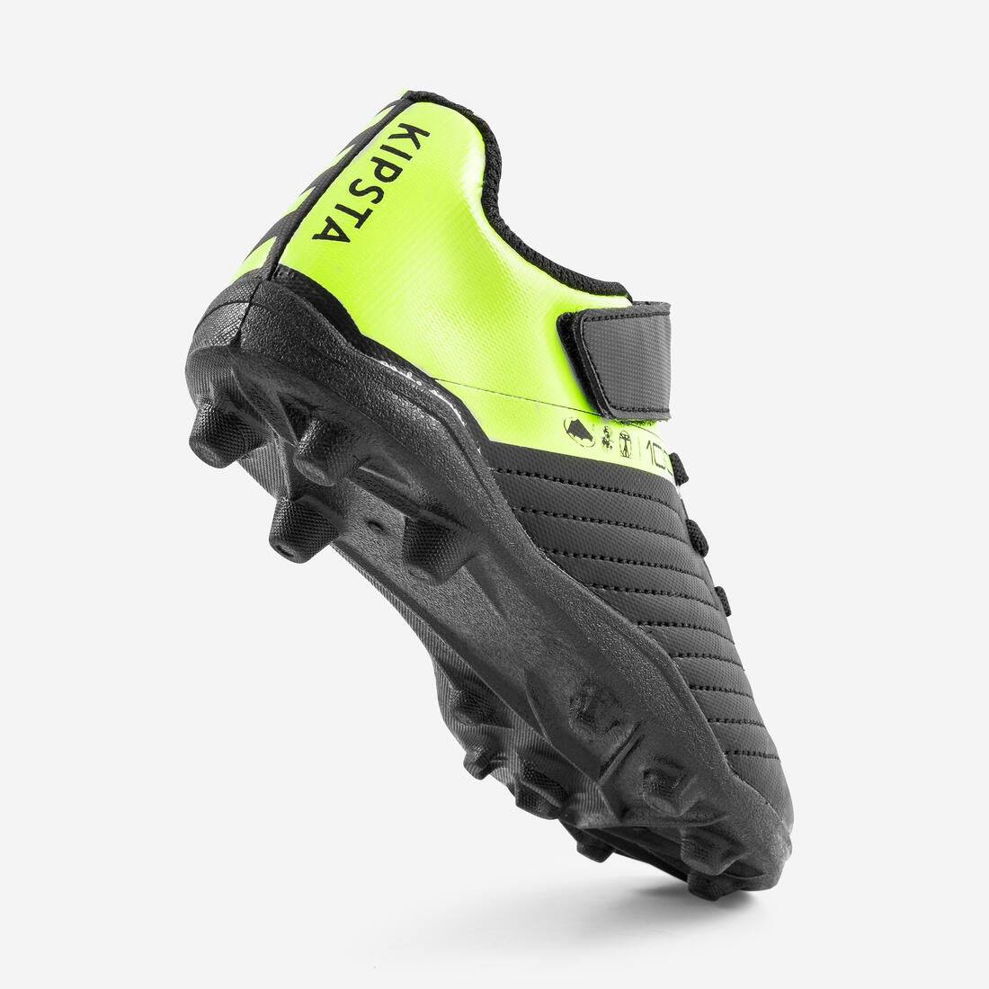 Kids' Football Boots Rip-Tab Moulded Studs Black & Yellow - Agility 100 — تصویر 5