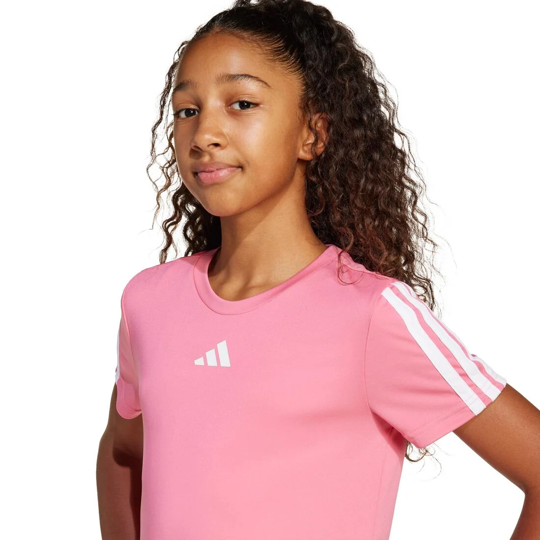 Kids Training Essentials 3-Stripes Tee, Pink — تصویر 5