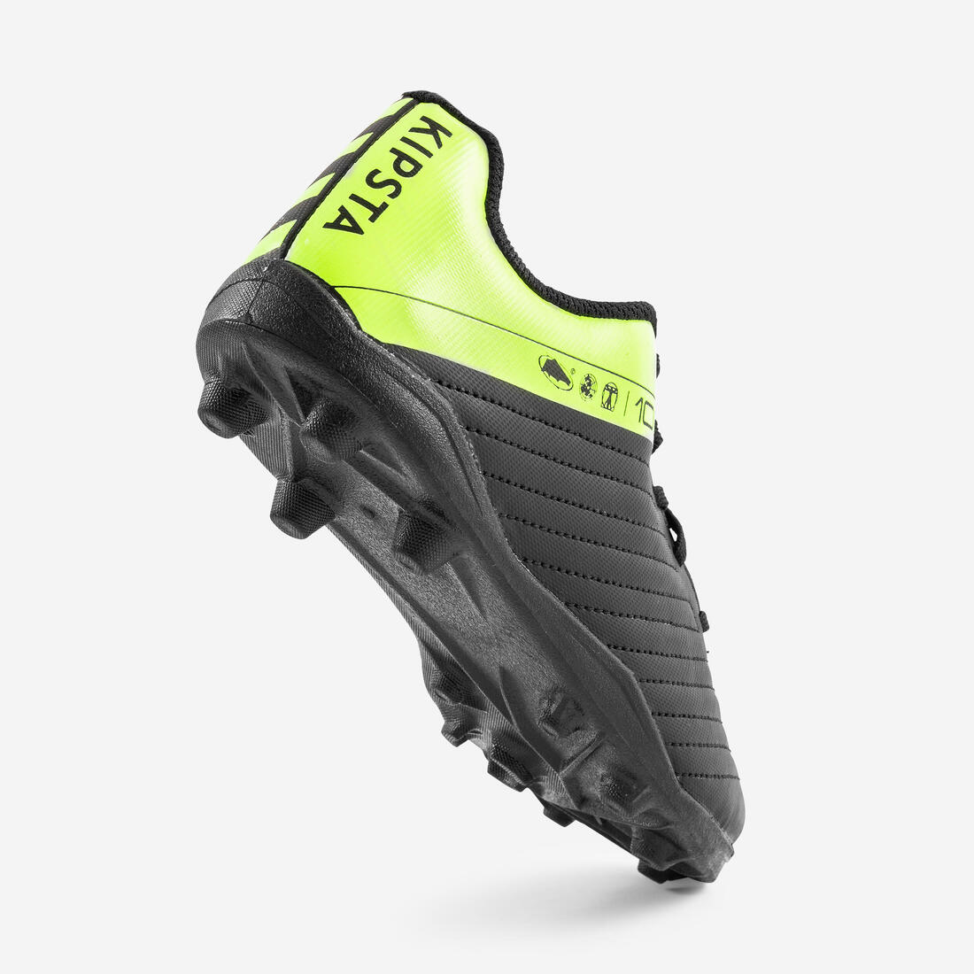 Kids' lace-up football boots 100 FG black and yellow — تصویر 5