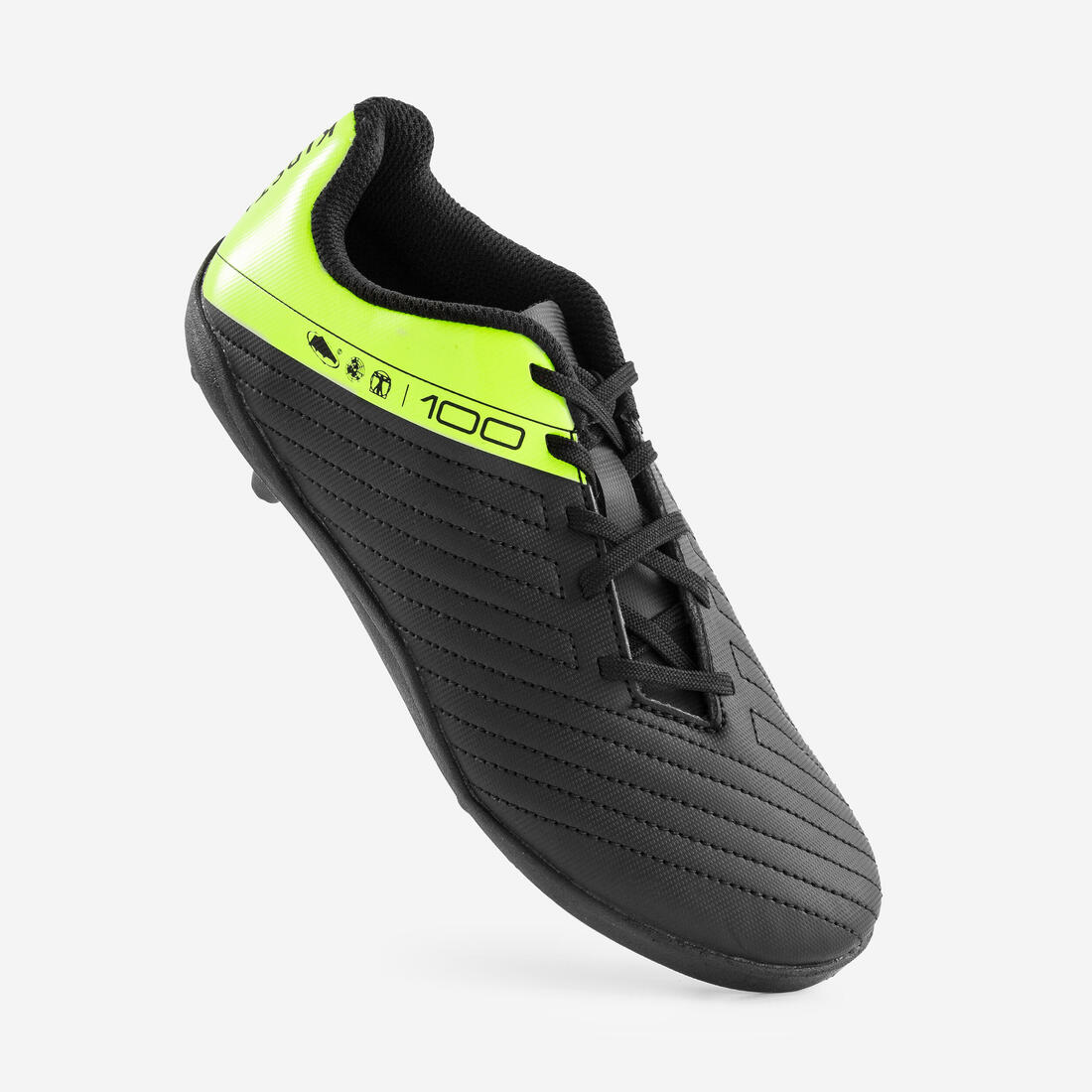 Kids' lace-up football boots 100 FG black and yellow — تصویر 4