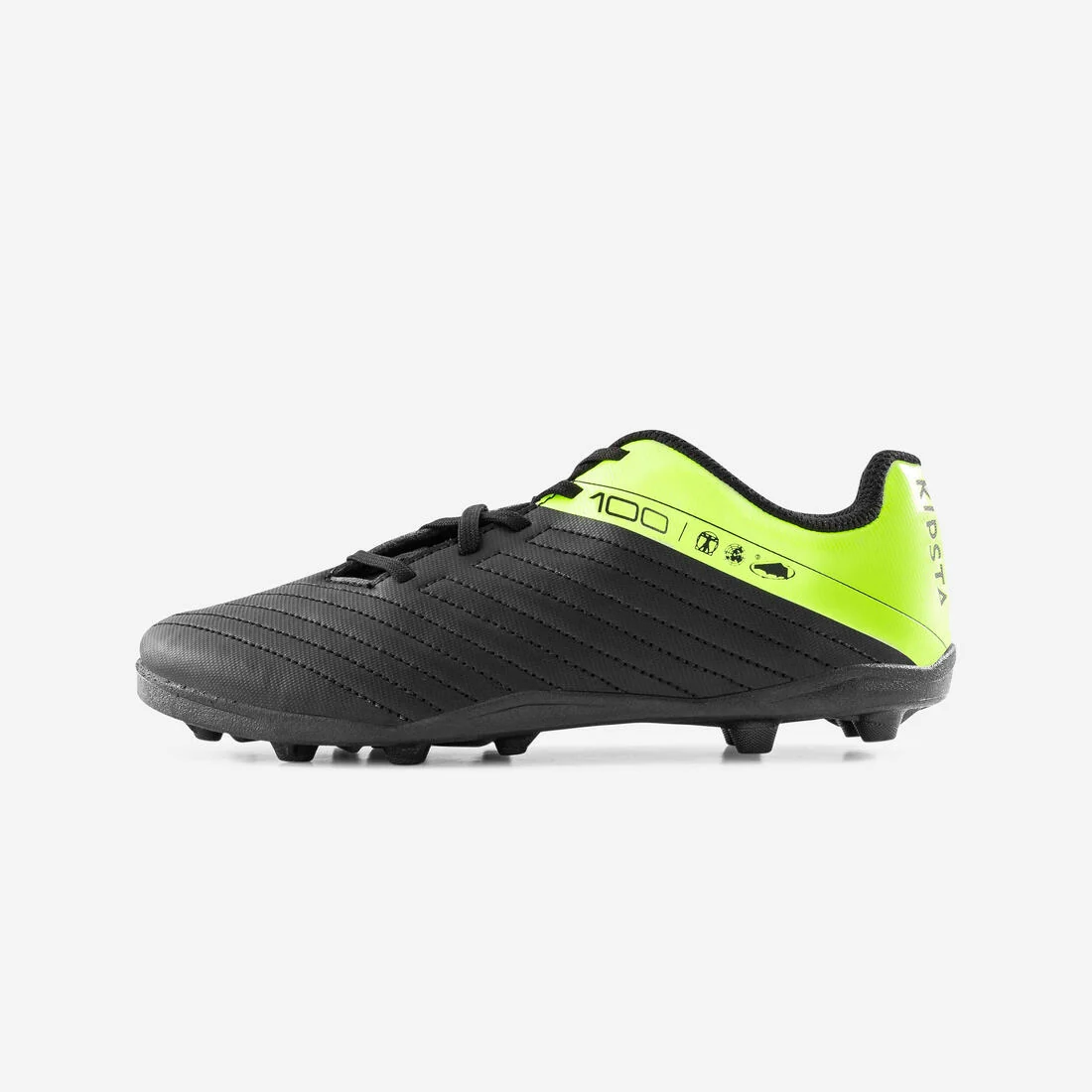 Kids' lace-up football boots 100 FG black and yellow — تصویر 2