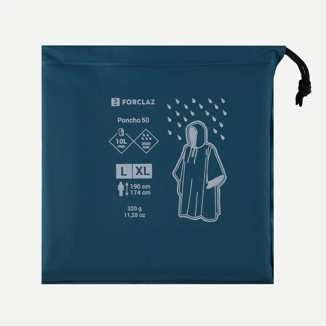 Hiking Rain Poncho - FORCLAZ MT 50 - 10 L - GREY — تصویر 3