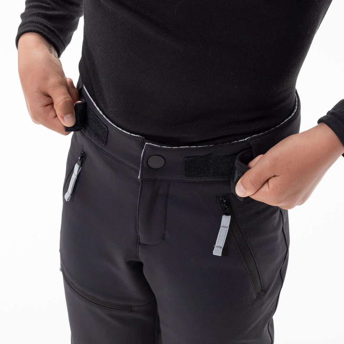 Kids’ warm softshell hiking trousers, 7-15 years, MH500 - Black — تصویر 6