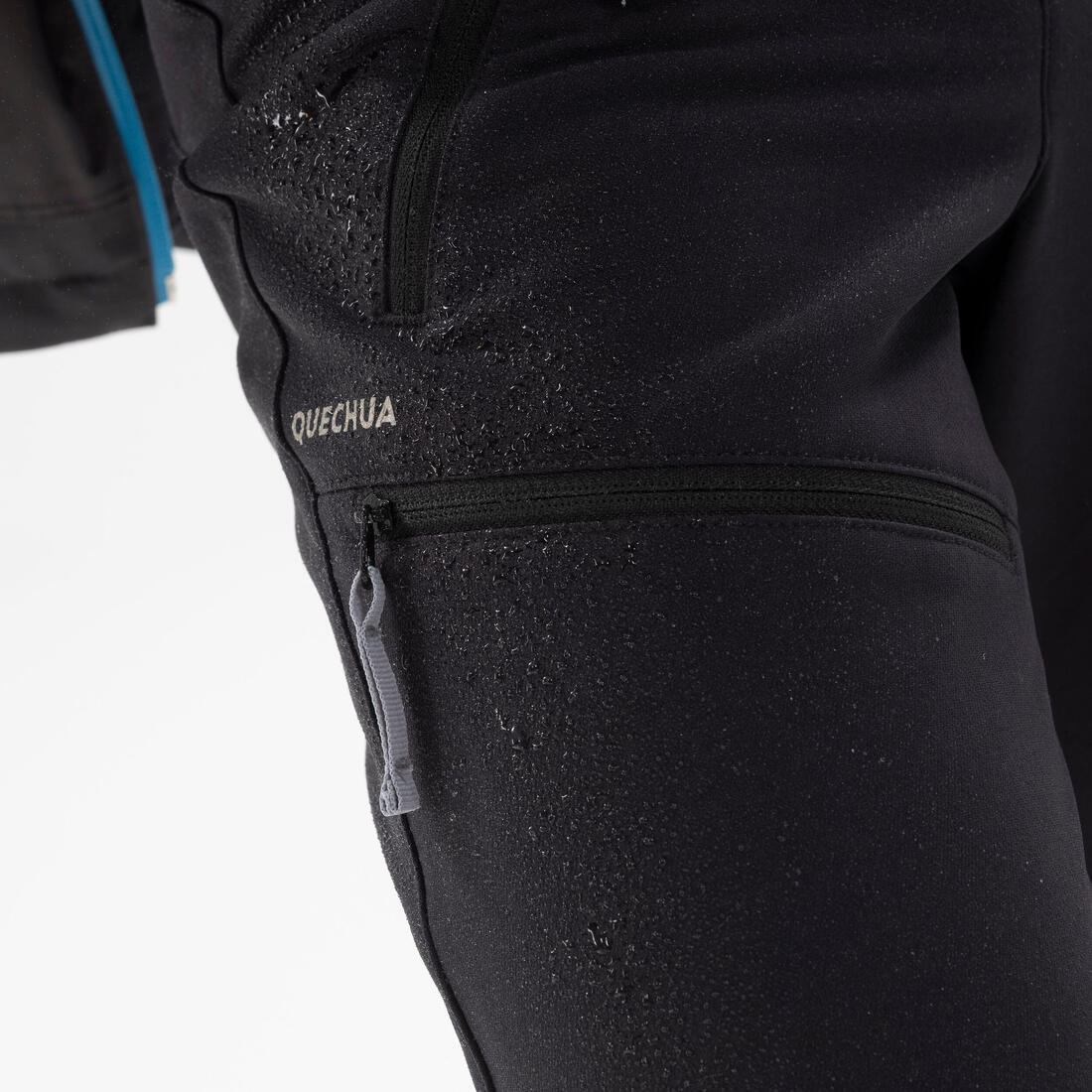 Kids’ warm softshell hiking trousers, 7-15 years, MH500 - Black — تصویر 3