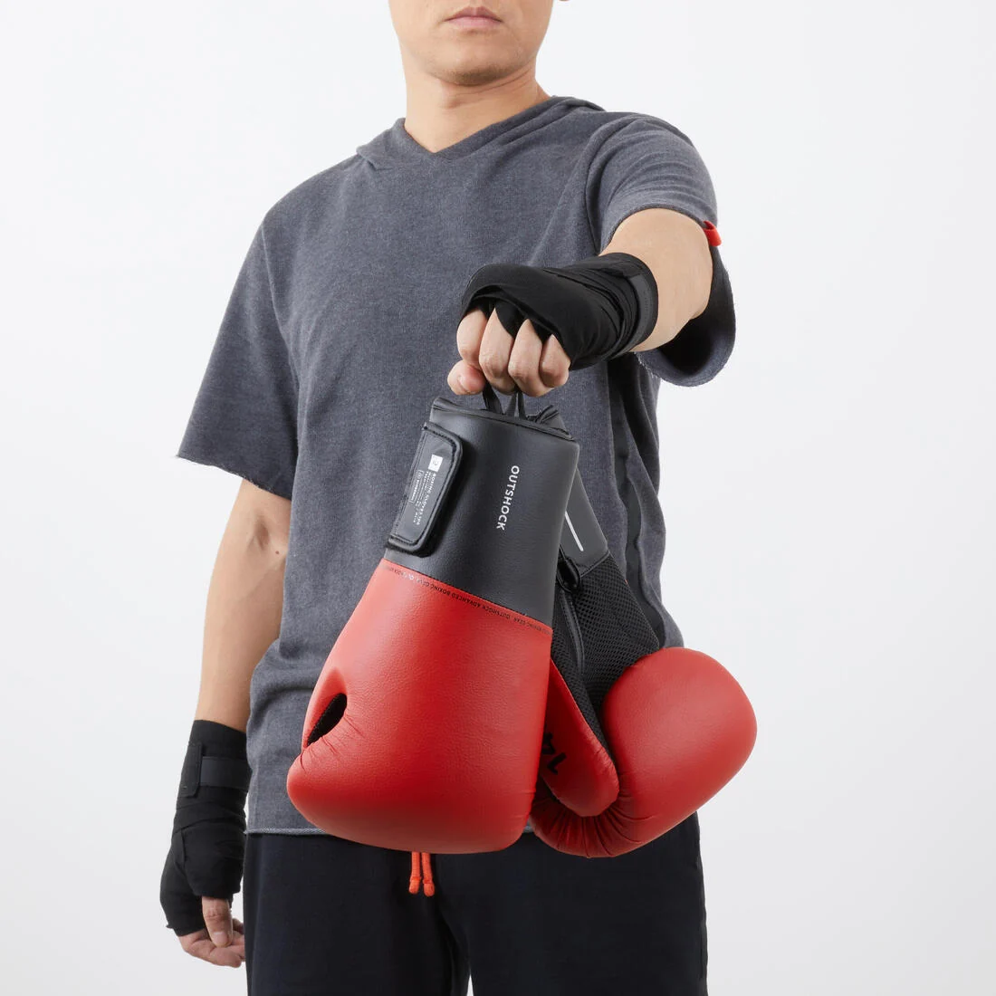 Adult Training Boxing Gloves Beginner - Red/Black — تصویر 5