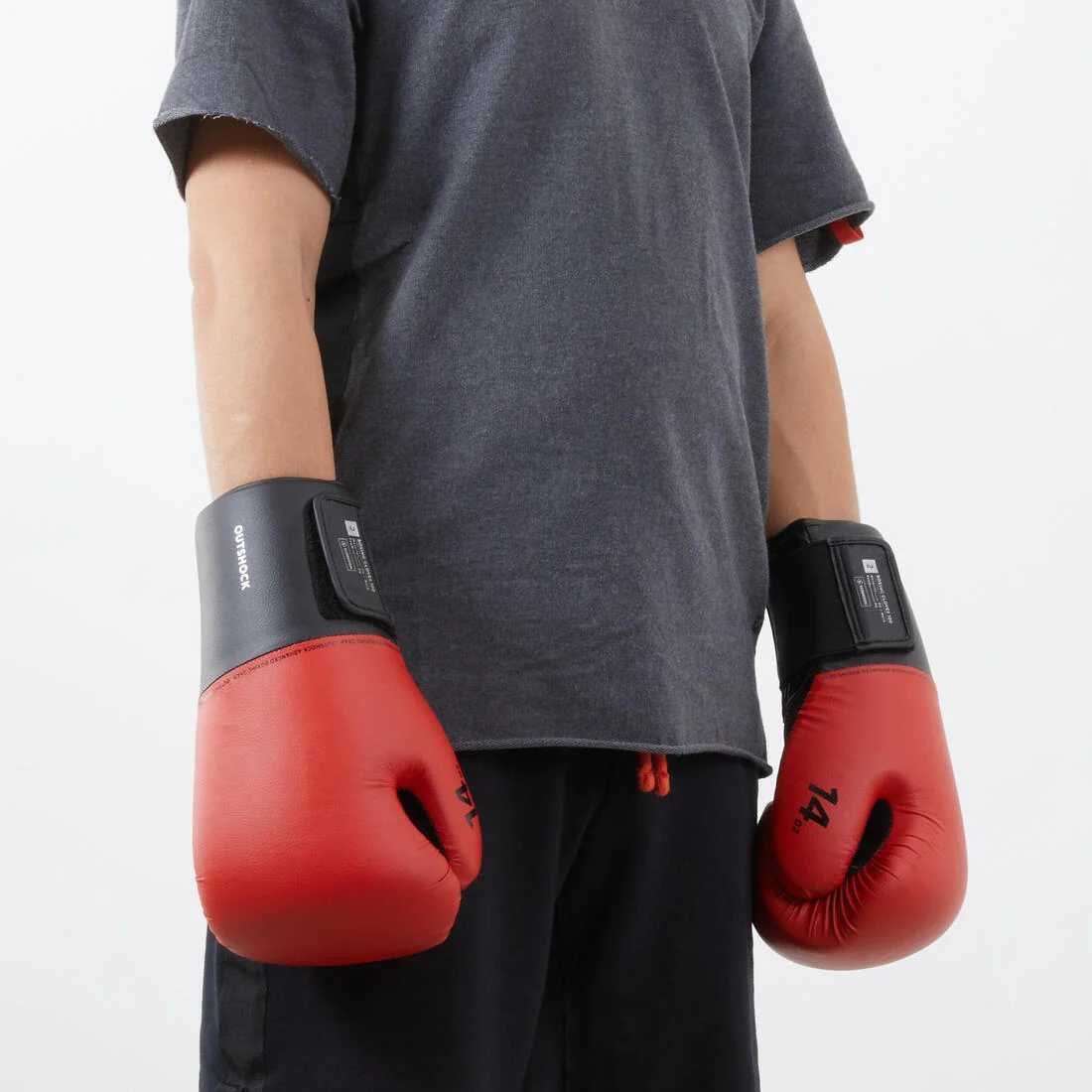 Adult Training Boxing Gloves Beginner - Red/Black — تصویر 4