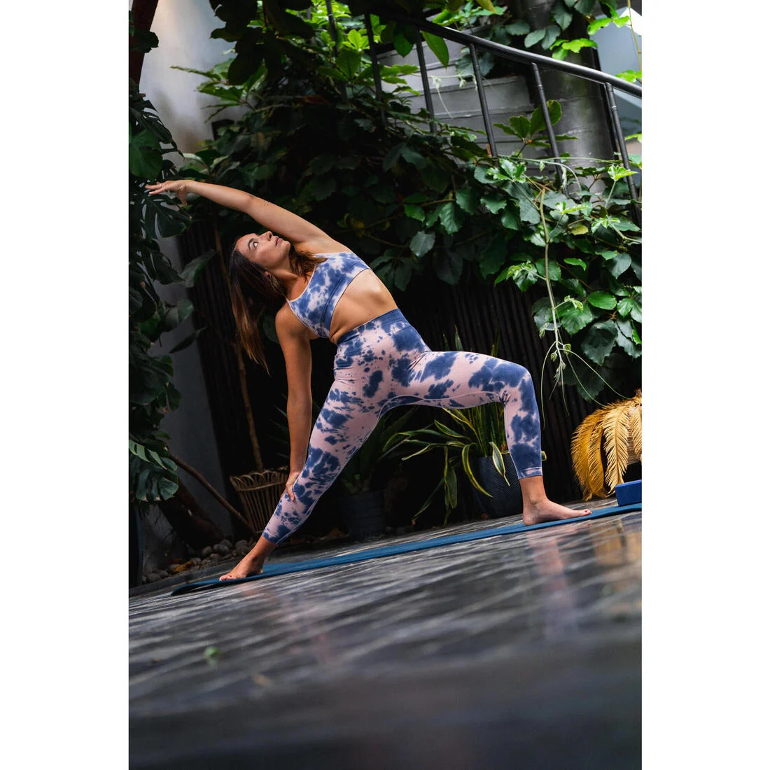 Women's High-Waisted Fitness Leggings - Pink & Blue — تصویر 7