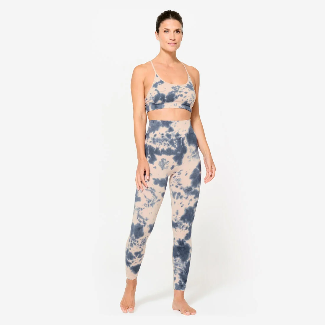 Women's High-Waisted Fitness Leggings - Pink & Blue — تصویر 2