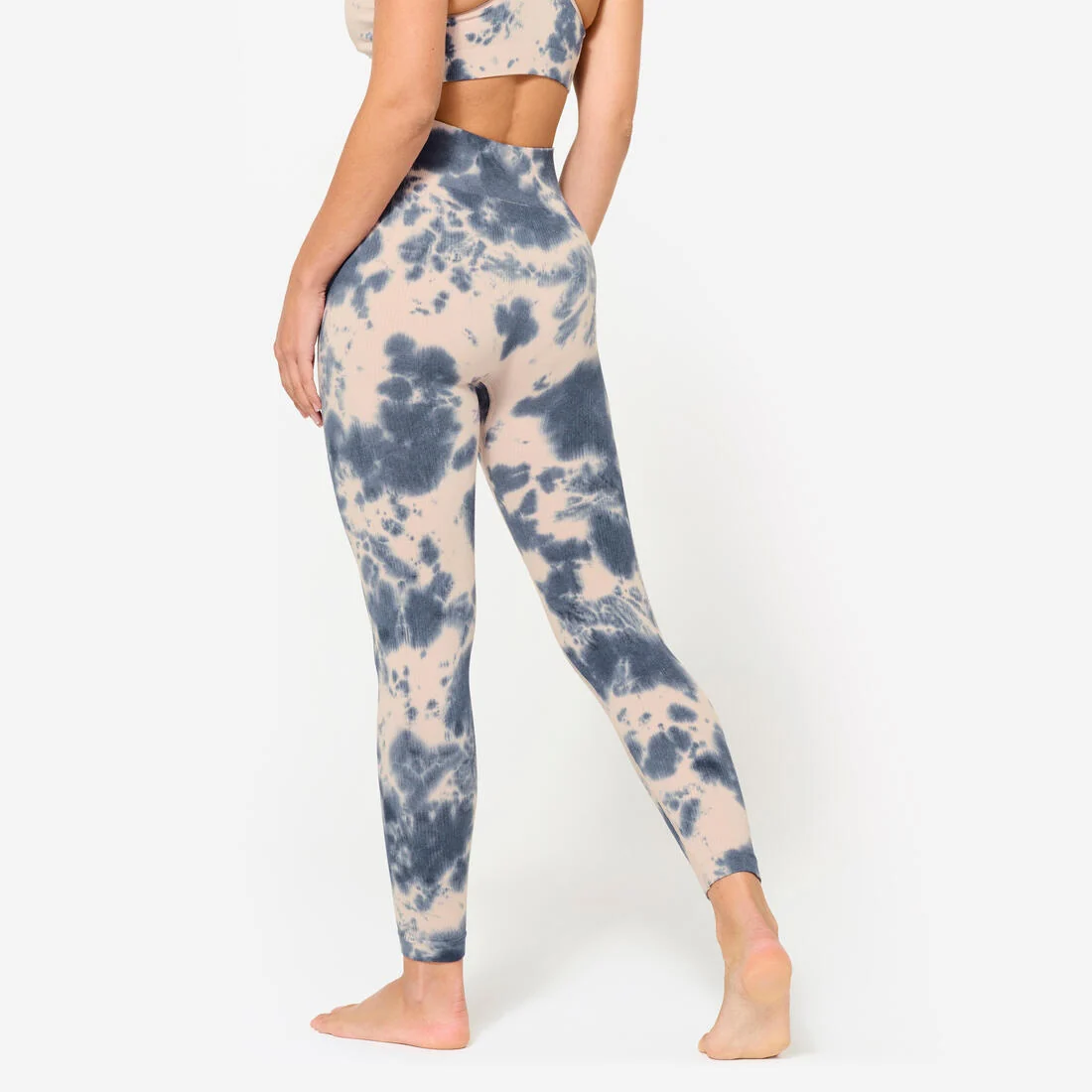 Women's High-Waisted Fitness Leggings - Pink & Blue — تصویر 4