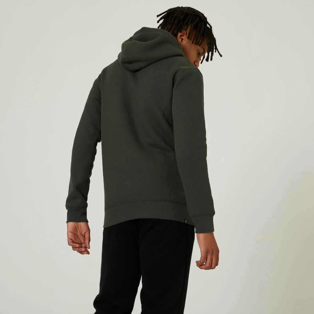 Men's Zip-Up Fitness Hoodie - Dark Green — تصویر 3
