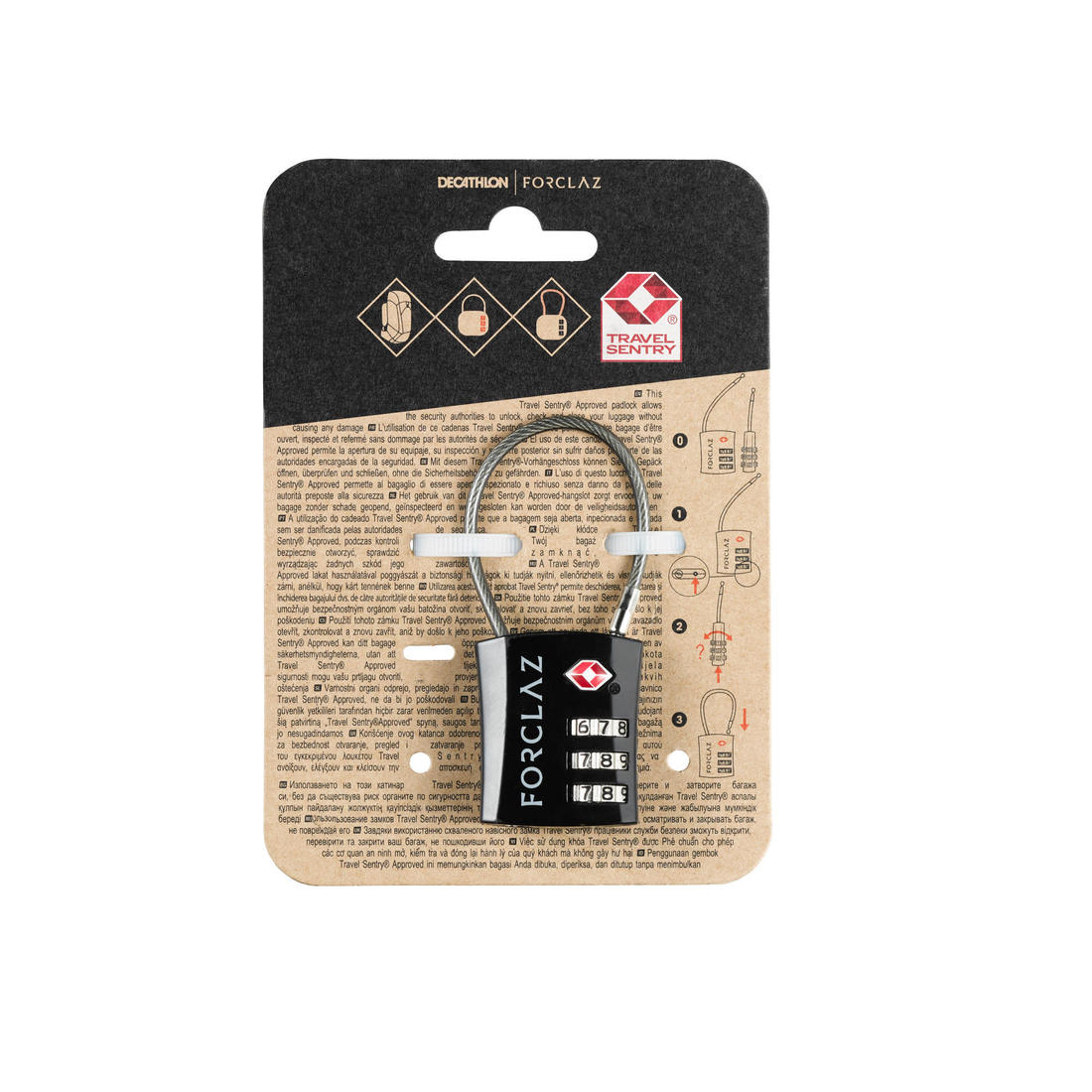 Cable travel combination lock, Travel TSA - Black — تصویر 6