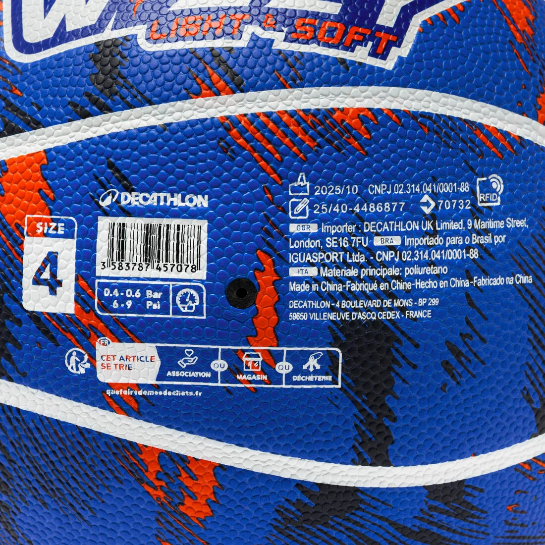 Size 4 Basketball Wizzy K500L - Blue/Red — تصویر 6
