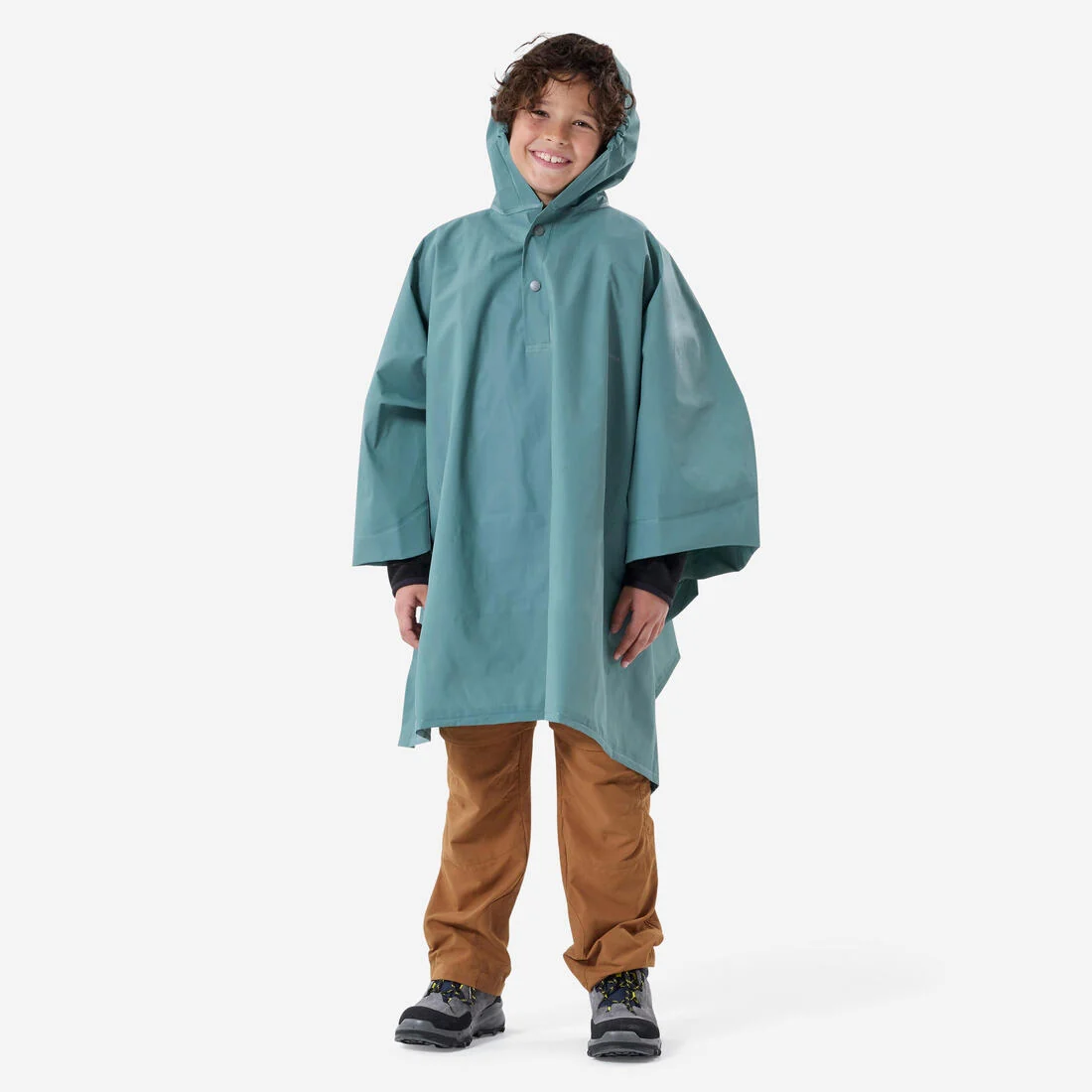 Kids' Hiking Rain Poncho 7-15 Years MH100 - Green — تصویر 1
