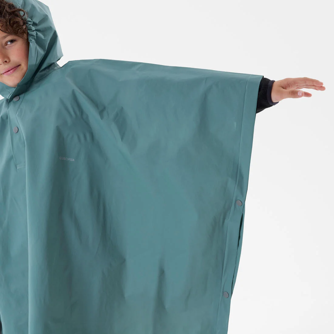 Kids' Hiking Rain Poncho 7-15 Years MH100 - Green — تصویر 5