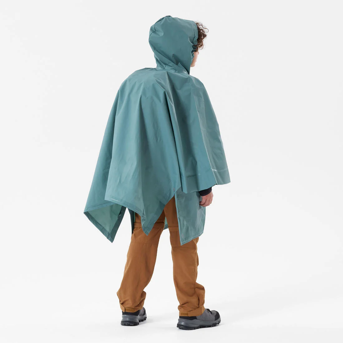 Kids' Hiking Rain Poncho 7-15 Years MH100 - Green — تصویر 2