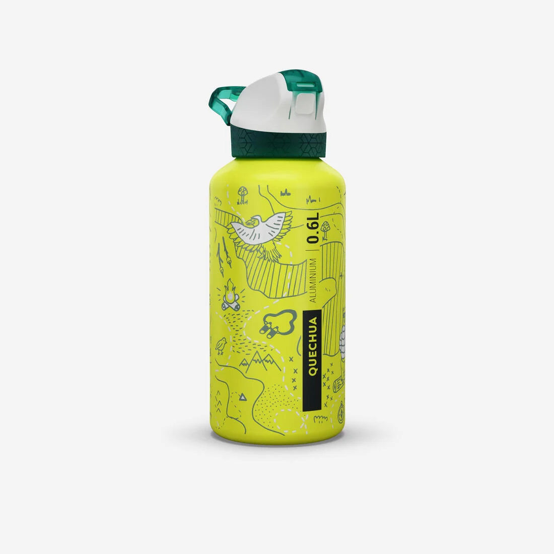 Kids’ 0.6 L recycled aluminium water flask with instant cap, pipette and straw — تصویر 4