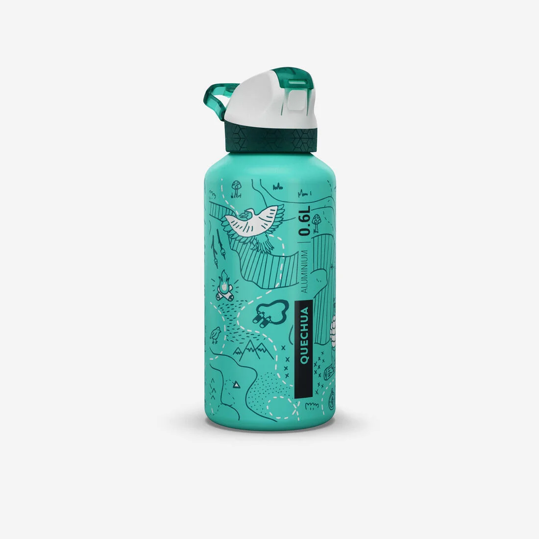 Kids’ 0.6 L recycled aluminium water flask with instant cap, pipette and straw — تصویر 3