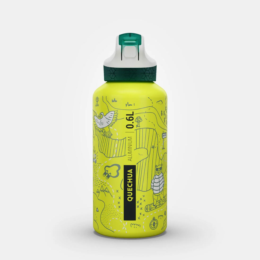 Kids’ 0.6 L recycled aluminium water flask with instant cap, pipette and straw — تصویر 7