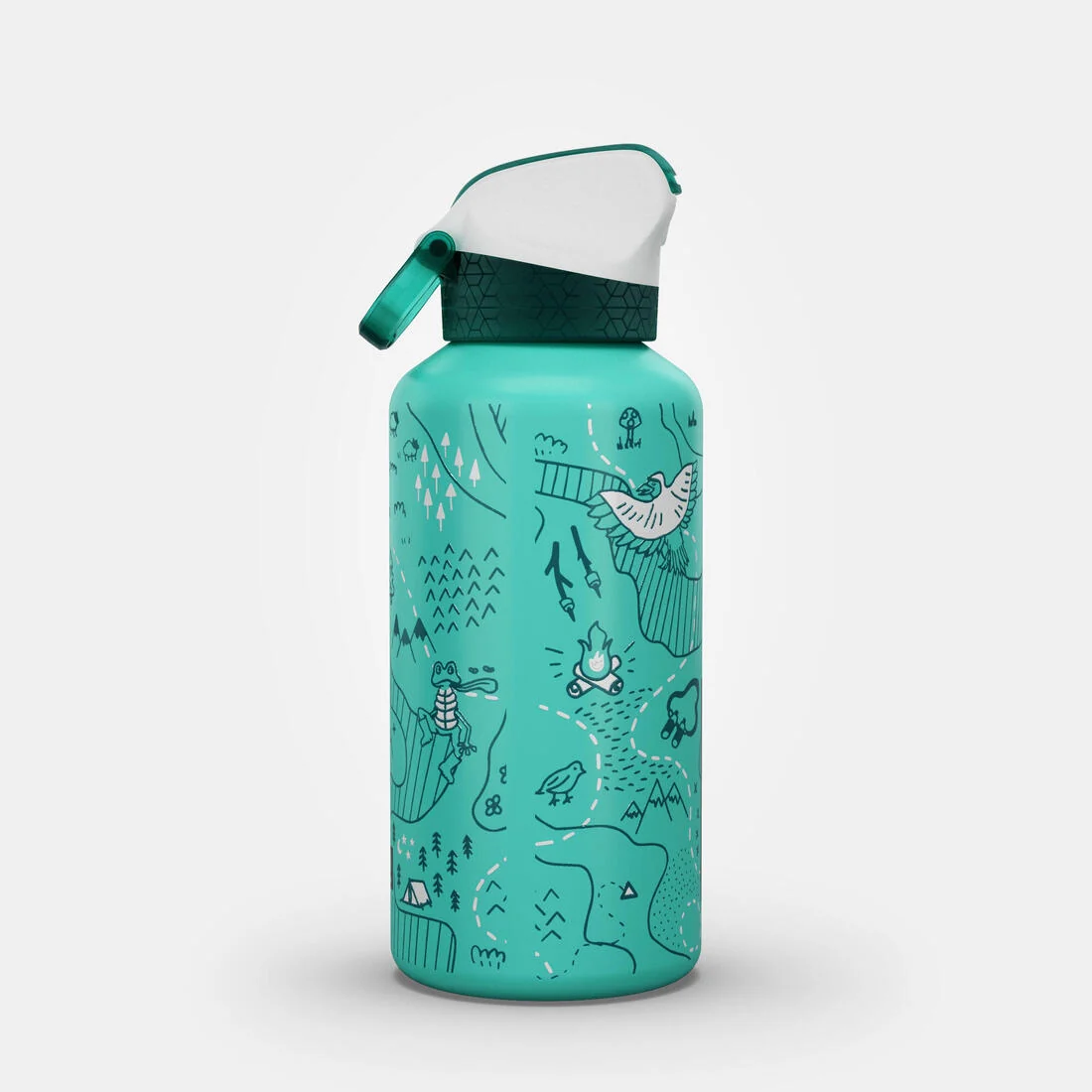 Kids’ 0.6 L recycled aluminium water flask with instant cap, pipette and straw — تصویر 6
