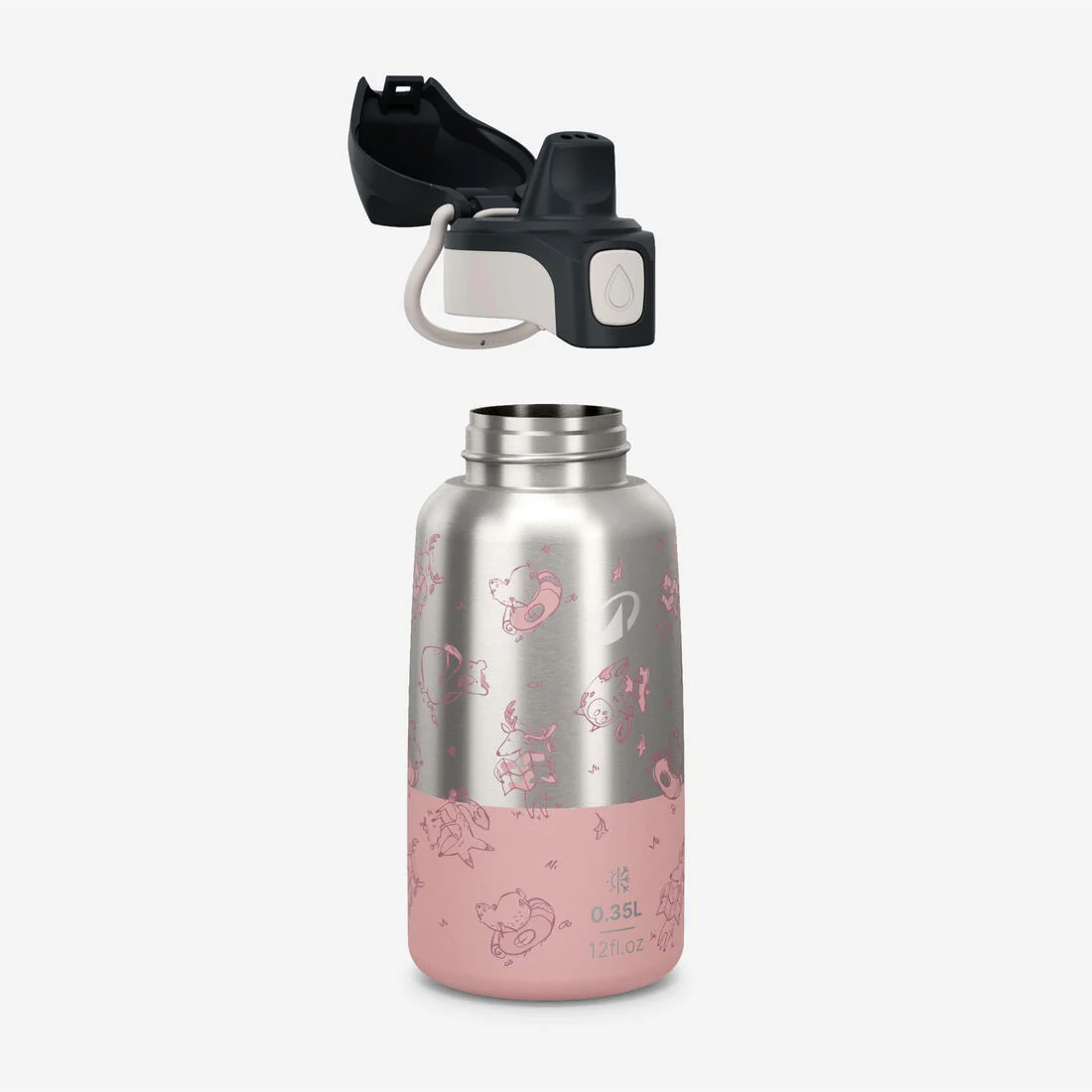 Kids’ 0.35 L stainless steel insulated flask with quick opening hiking cap — تصویر 3
