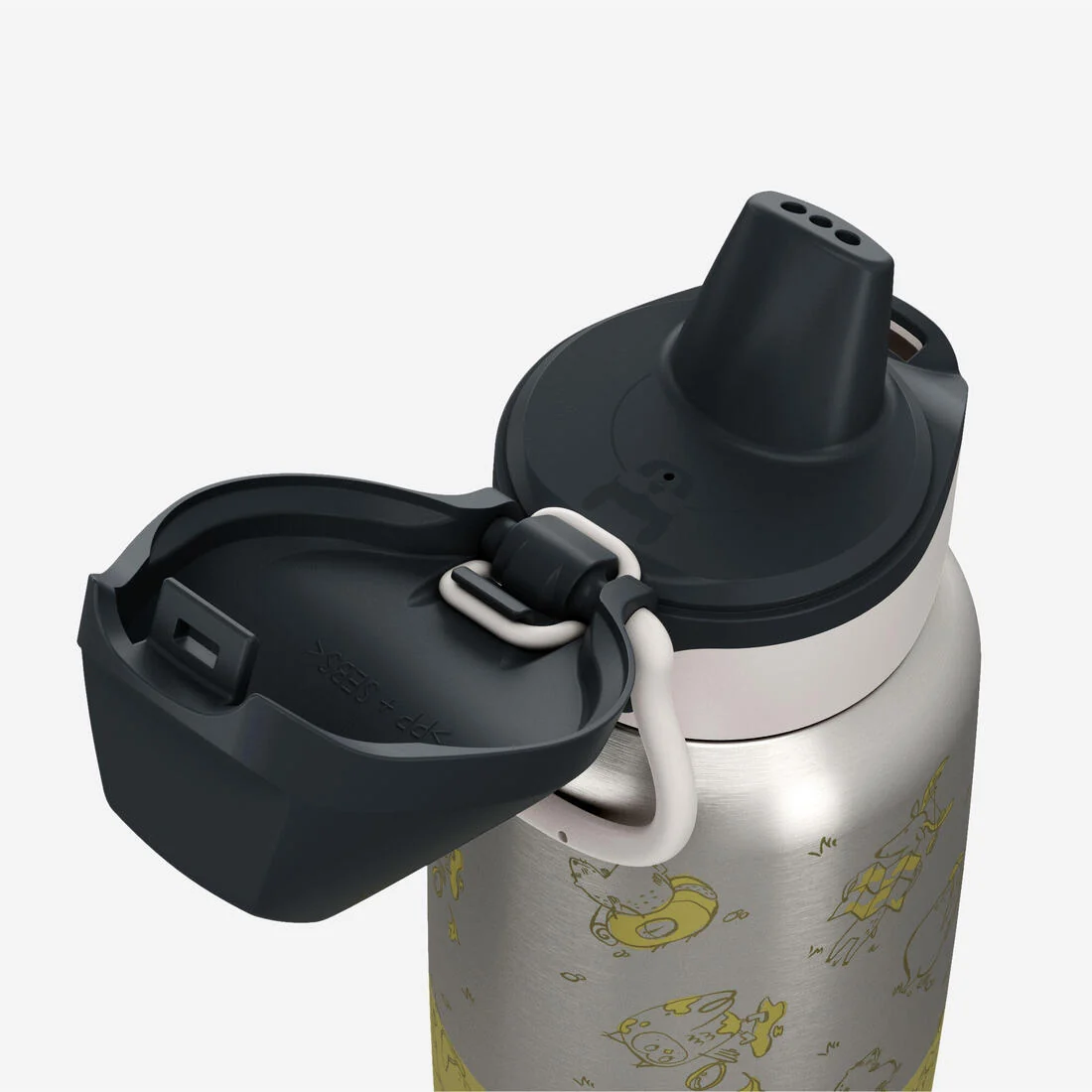 Kids’ 0.35 L stainless steel insulated flask with quick opening hiking cap — تصویر 7