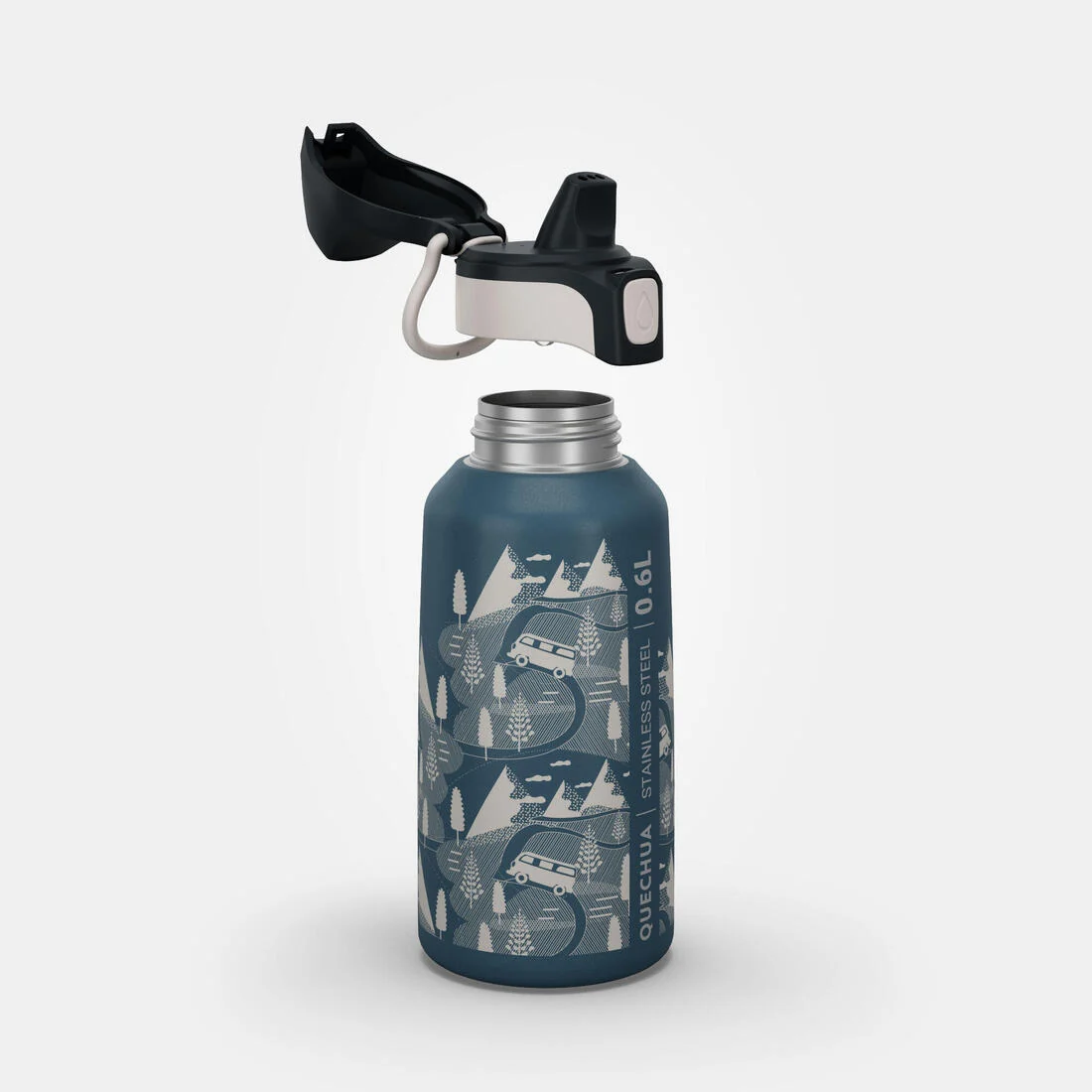 Kids' 0.6 L stainless steel (75% recycled) water bottle with a snap-on cap — تصویر 4