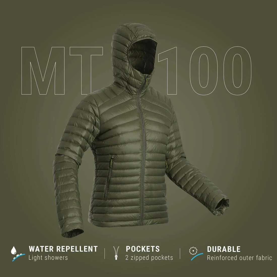 Men’s hiking hooded down jacket -5°C MH100 — تصویر 3