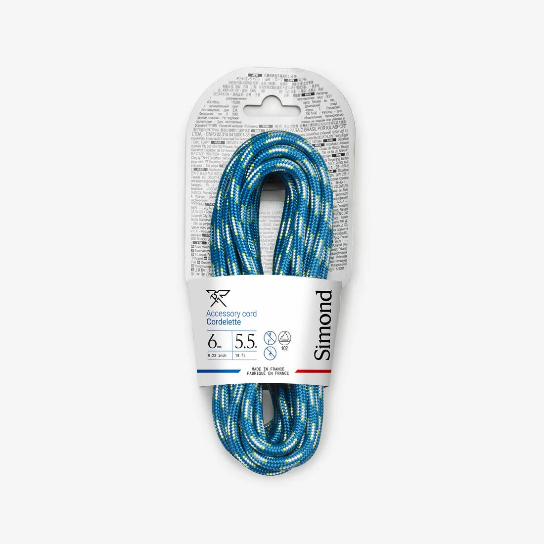 Climbing and Mountaineering Cordelette 6 mm x 5.5 m Blue — تصویر 1