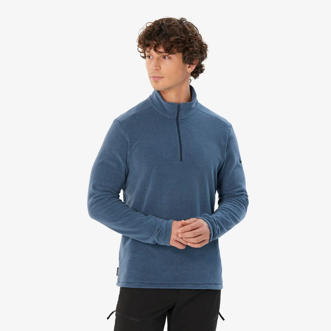 Men’s Mountain Hiking Fleece MH100 Half Zip - Blue — تصویر 1