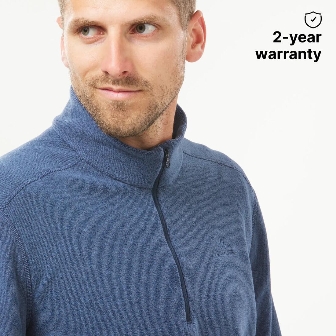 Men’s Mountain Hiking Fleece MH100 Half Zip - Blue — تصویر 4
