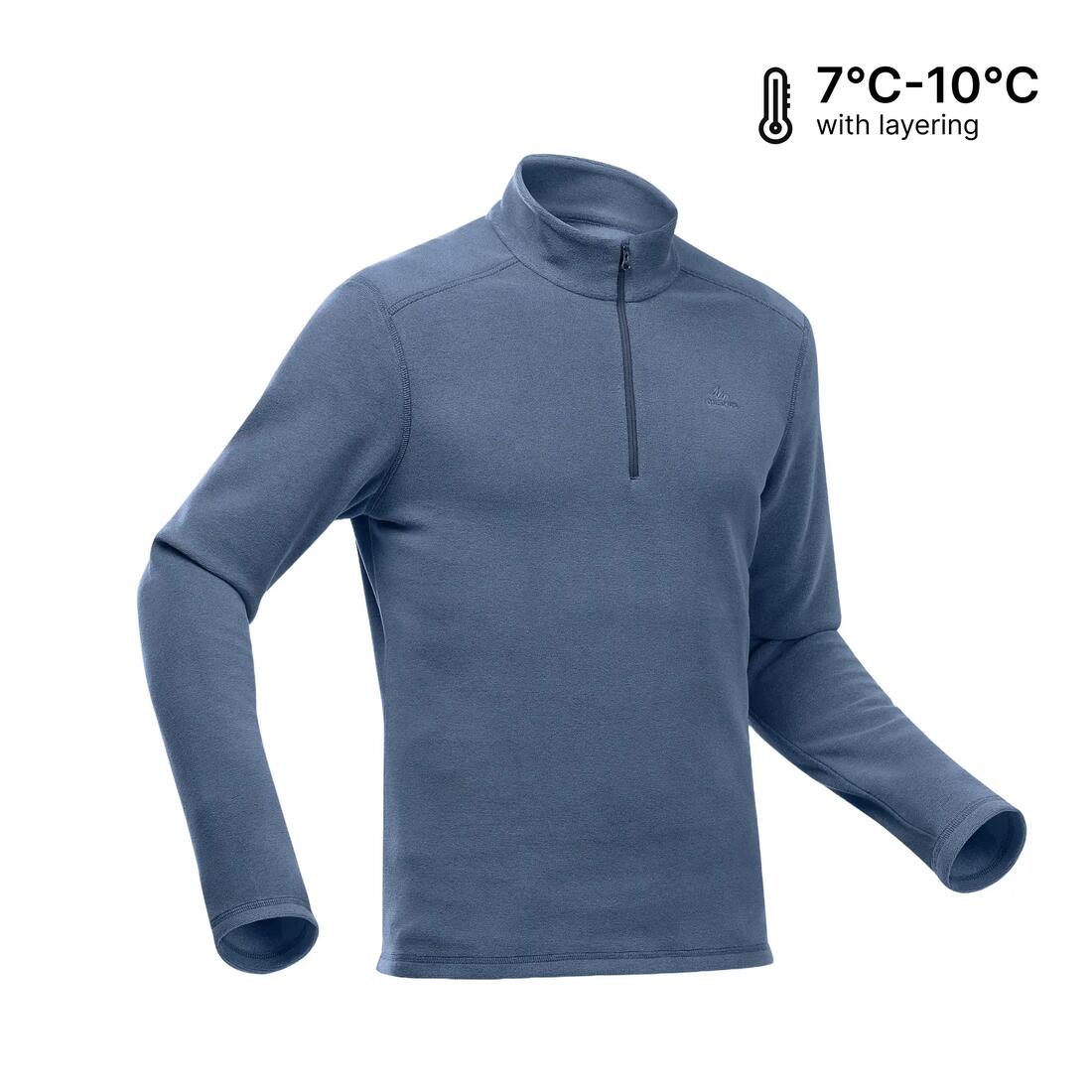 Men’s Mountain Hiking Fleece MH100 Half Zip - Blue — تصویر 2