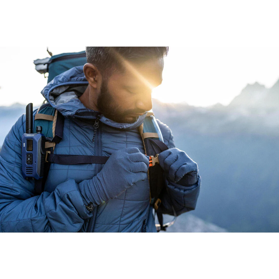 Men’s synthetic trekking down jacket with hood, MT100 -5°C — تصویر 7