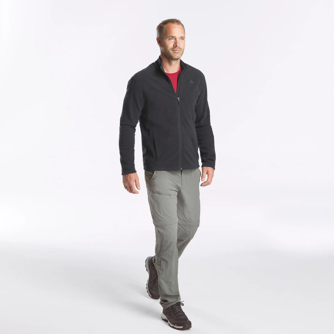 Men's Mountain Hiking Fleece MH100 Full Zip - Black — تصویر 8