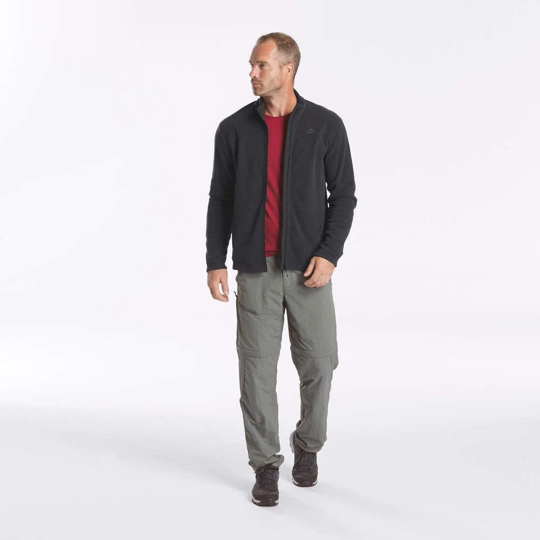 Men's Mountain Hiking Fleece MH100 Full Zip - Black — تصویر 6