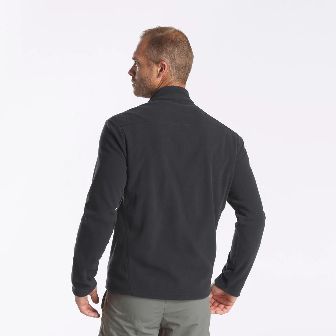 Men's Mountain Hiking Fleece MH100 Full Zip - Black — تصویر 5