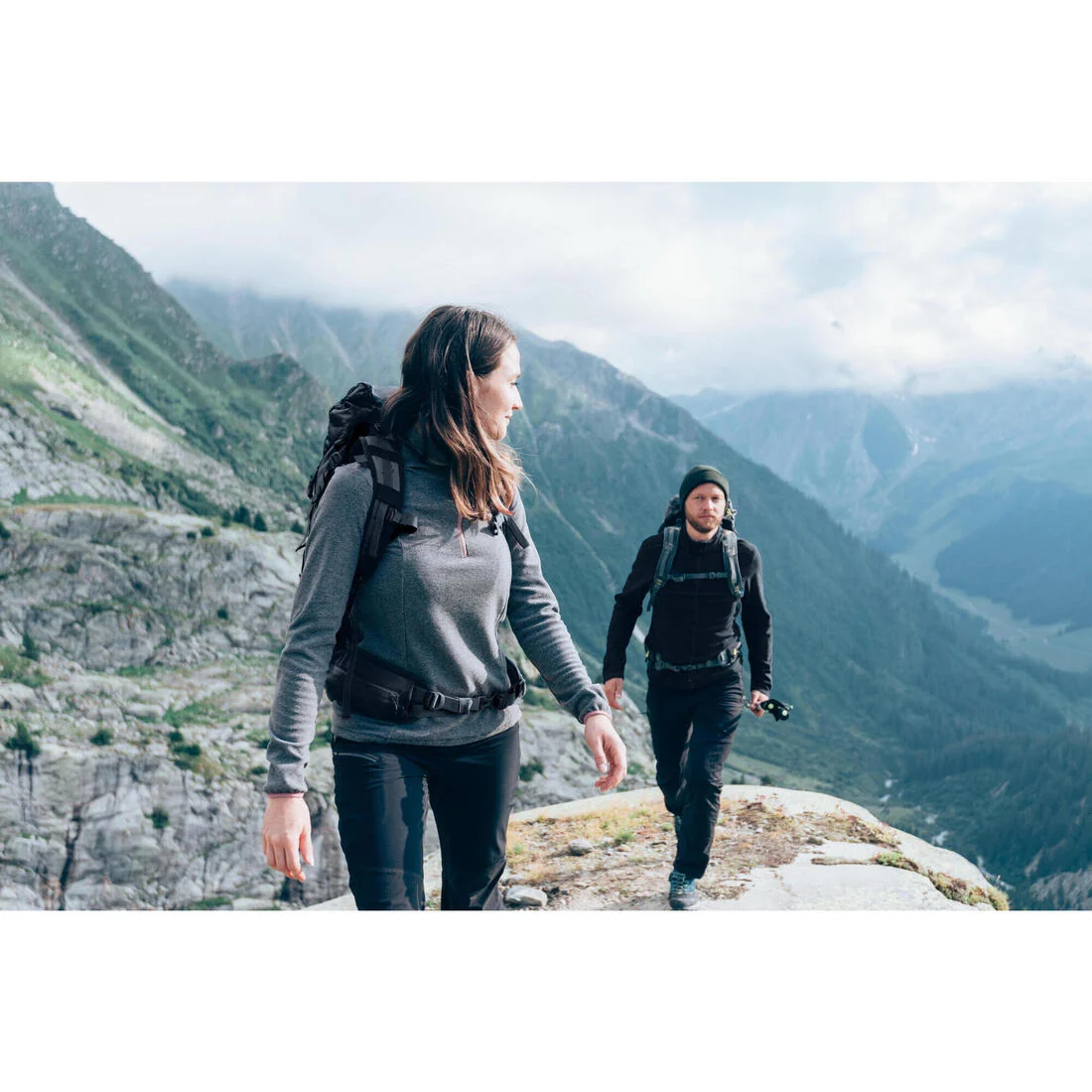 Men's Mountain Hiking Fleece MH100 Full Zip - Black — تصویر 3