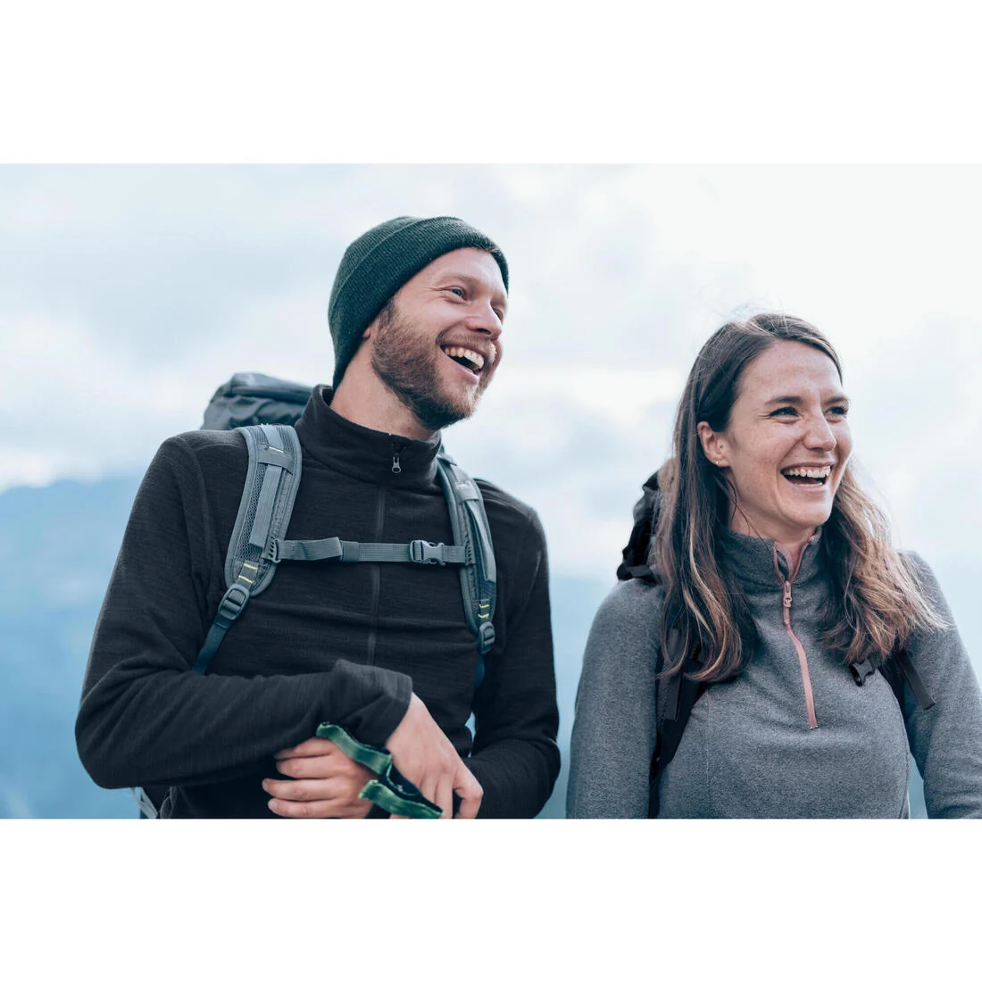 Men's Mountain Hiking Fleece MH100 Full Zip - Black — تصویر 2