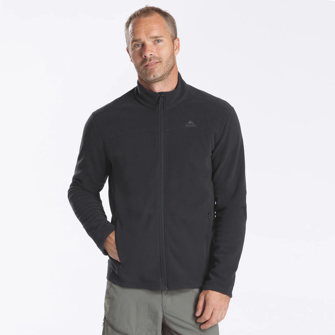 Men's Mountain Hiking Fleece MH100 Full Zip - Black — تصویر 4