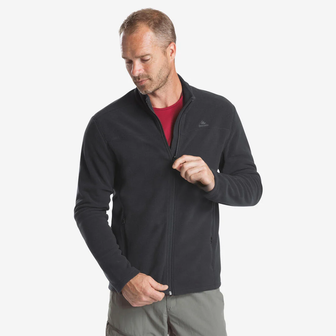 Men's Mountain Hiking Fleece MH100 Full Zip - Black — تصویر 1