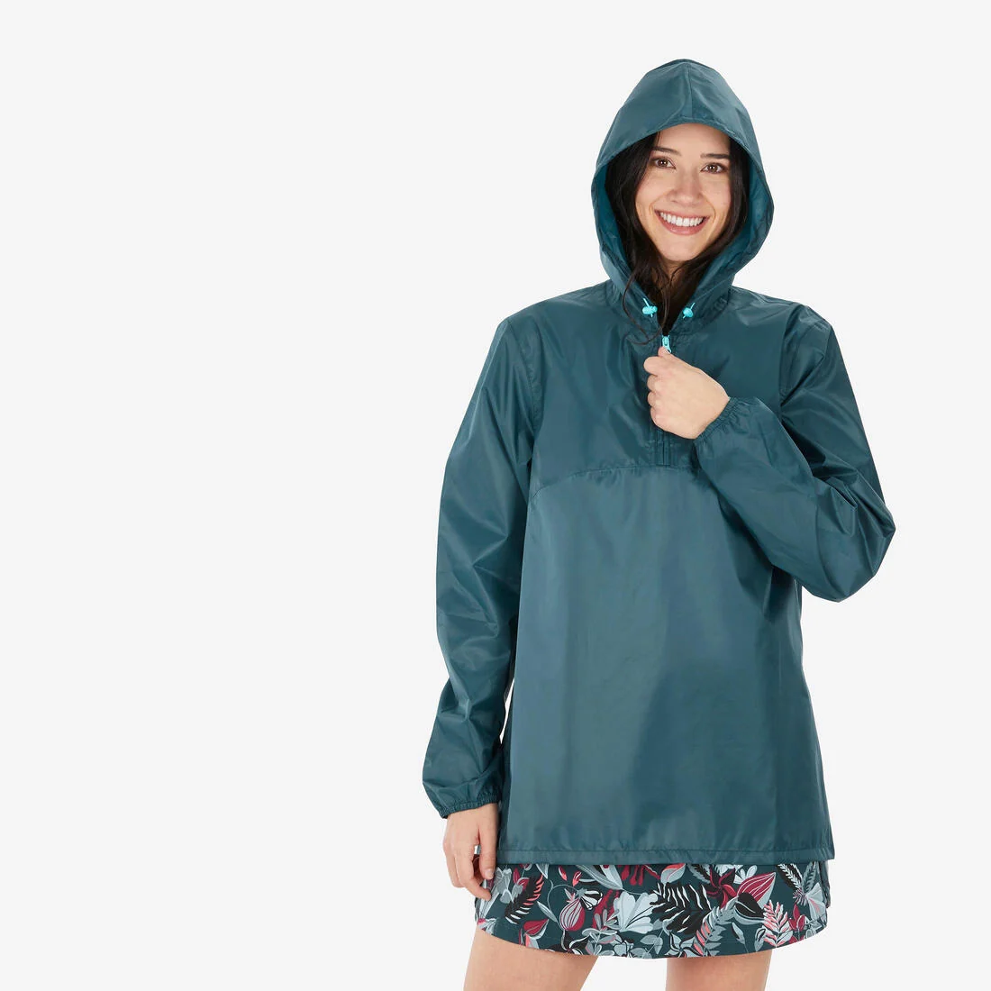 Women’s Water-repellent, Windproof Hiking Jacket Raincut 1/2 Zip - Blue — تصویر 4