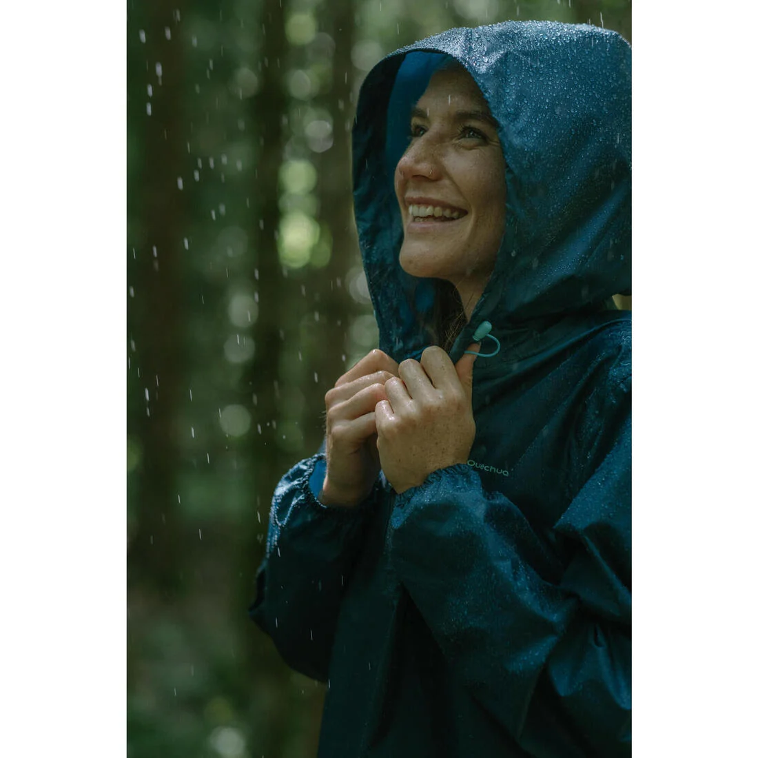 Women’s Water-repellent, Windproof Hiking Jacket Raincut 1/2 Zip - Blue — تصویر 7