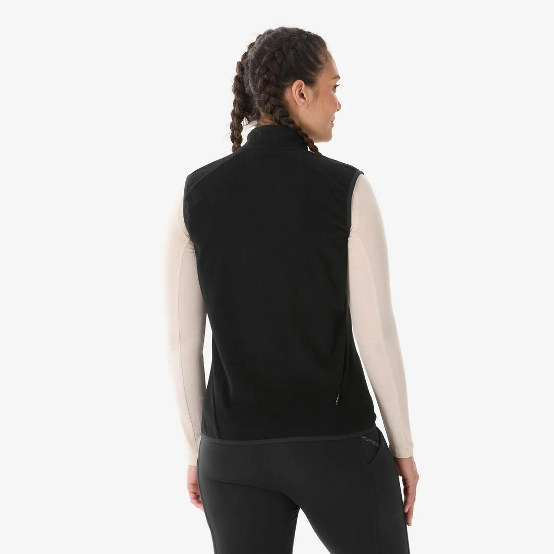 Women’s Mountain Walking Sleeveless Fleece Jacket MH100 - Black — تصویر 4