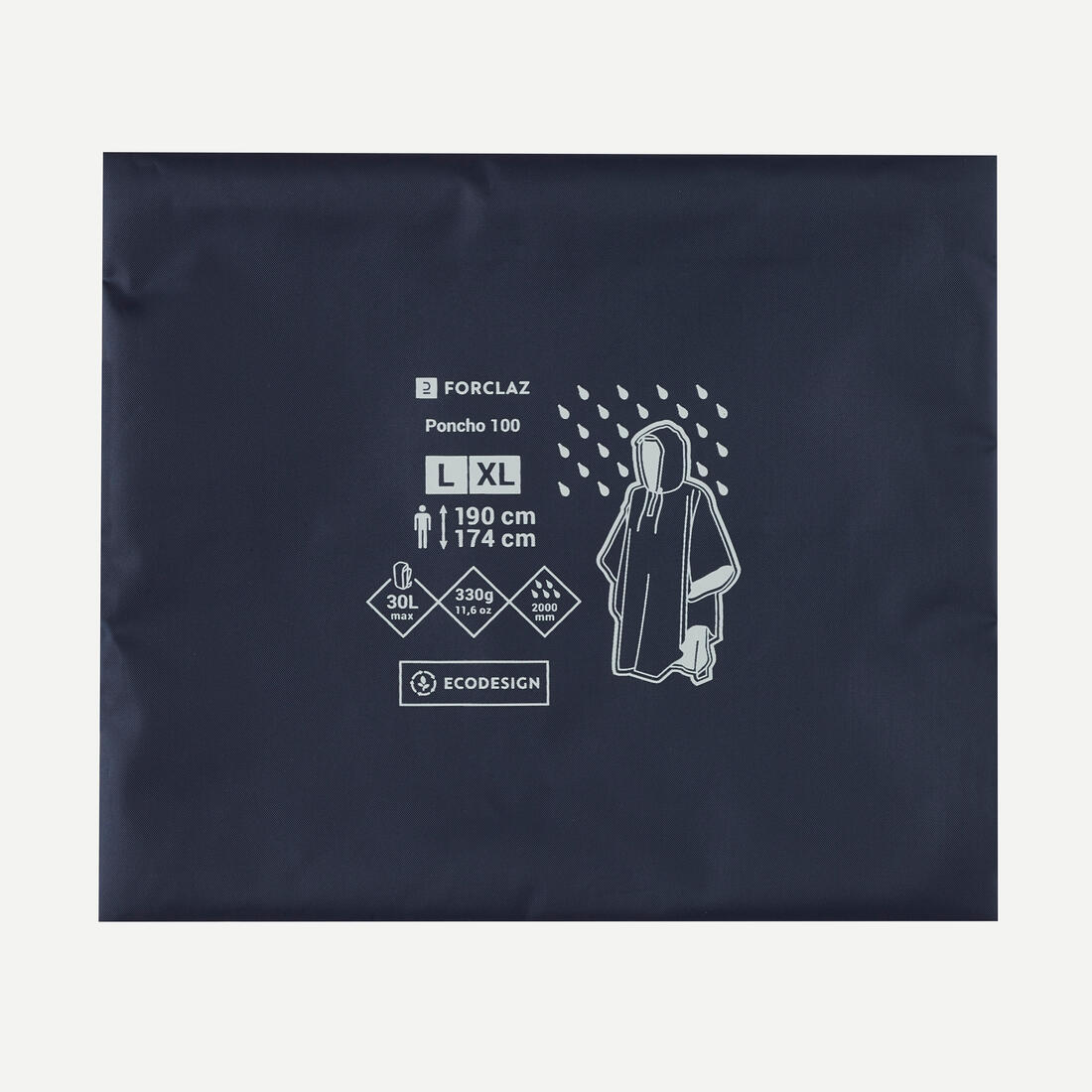 Hiking Rain Poncho - FORCLAZ MT 100 - 30 L - BLUE — تصویر 7