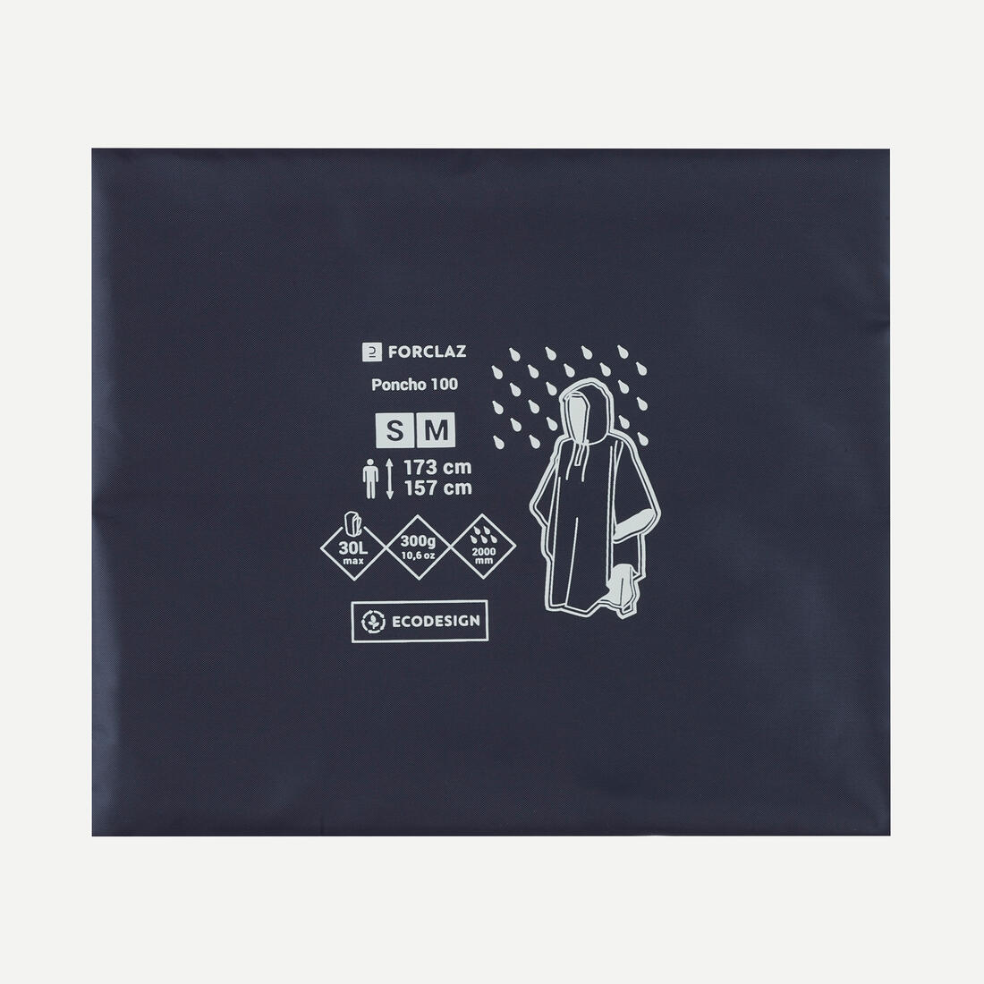 Hiking Rain Poncho - FORCLAZ MT 100 - 30 L - BLUE — تصویر 6