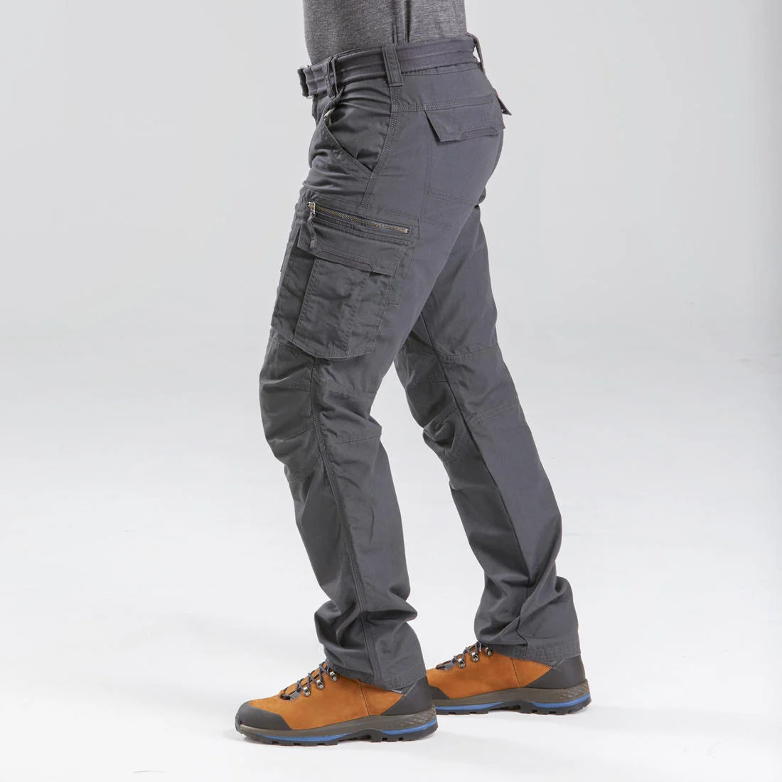 Men's Travel Trekking Cargo Trousers - TRAVEL 500 Grey — تصویر 4