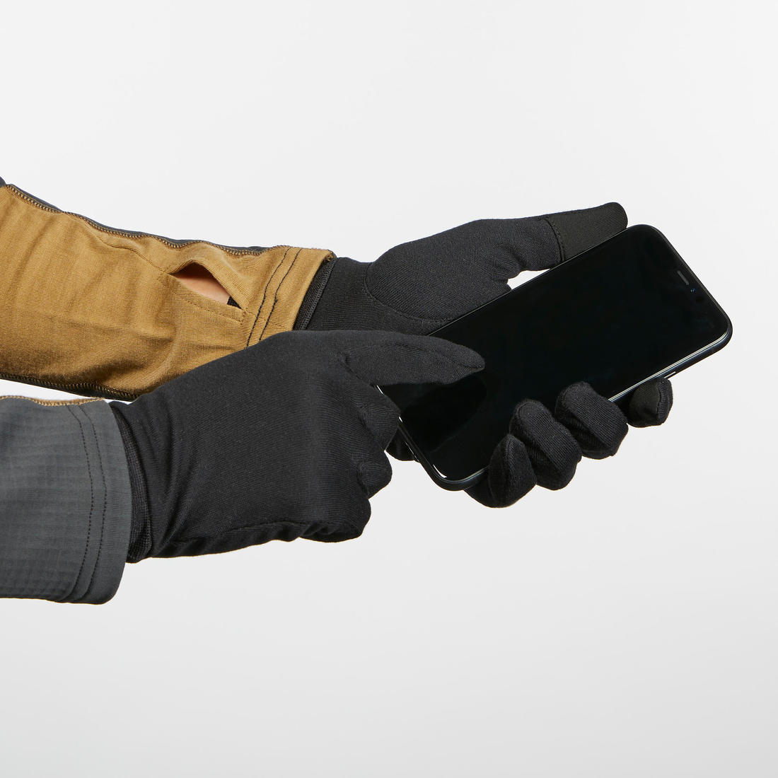 Adults’ trekking silk liner gloves, MT500 - Black — تصویر 3