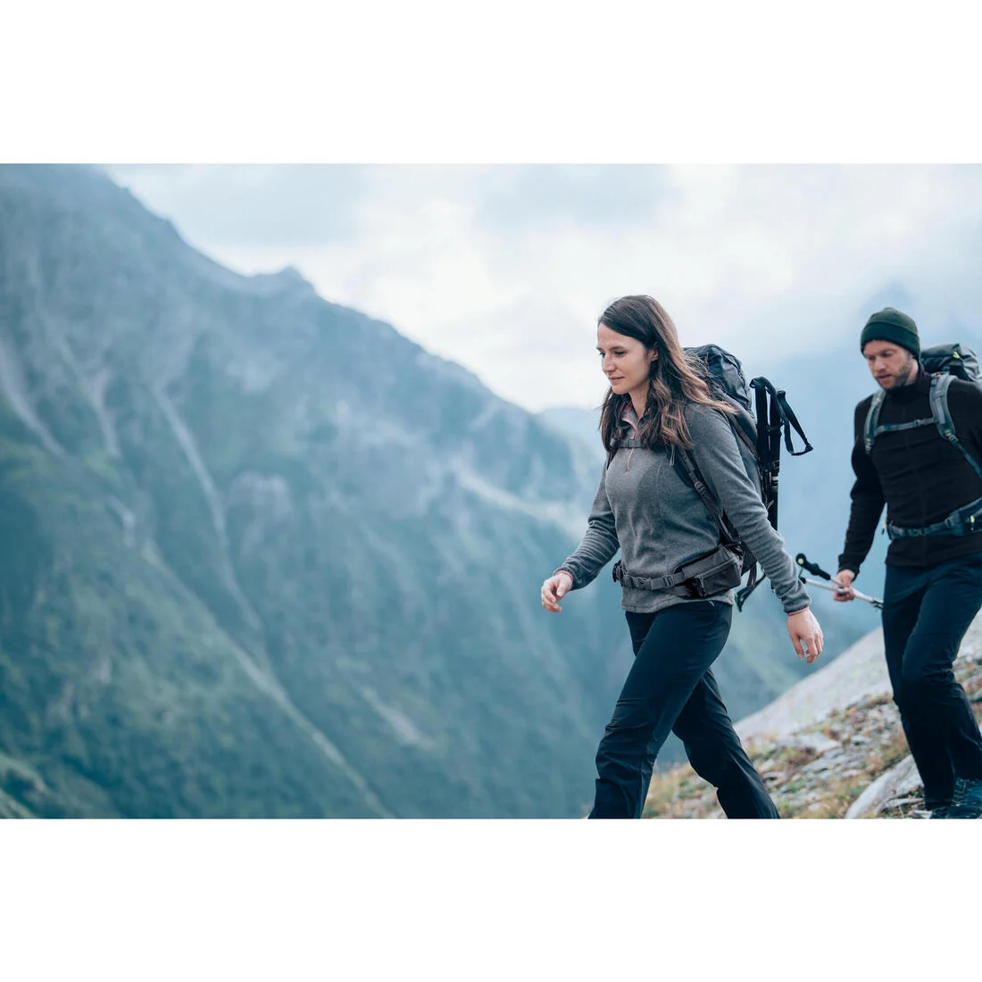 Women's Mountain Hiking Fleece MH100 - Grey — تصویر 2