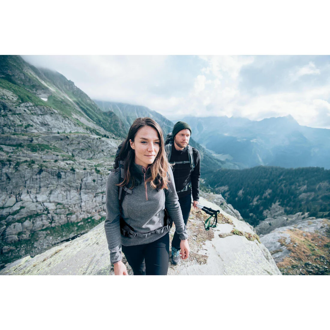 Women's Mountain Hiking Fleece MH100 - Grey — تصویر 3