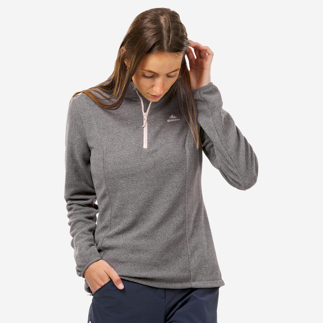 Women's Mountain Hiking Fleece MH100 - Grey — تصویر 1